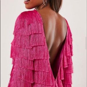 Pink fringe cocktail dress